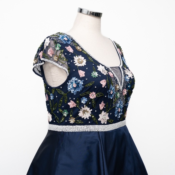 Adrianna Papell- Beaded High-Low Taffeta Gown - Picture 14 of 15